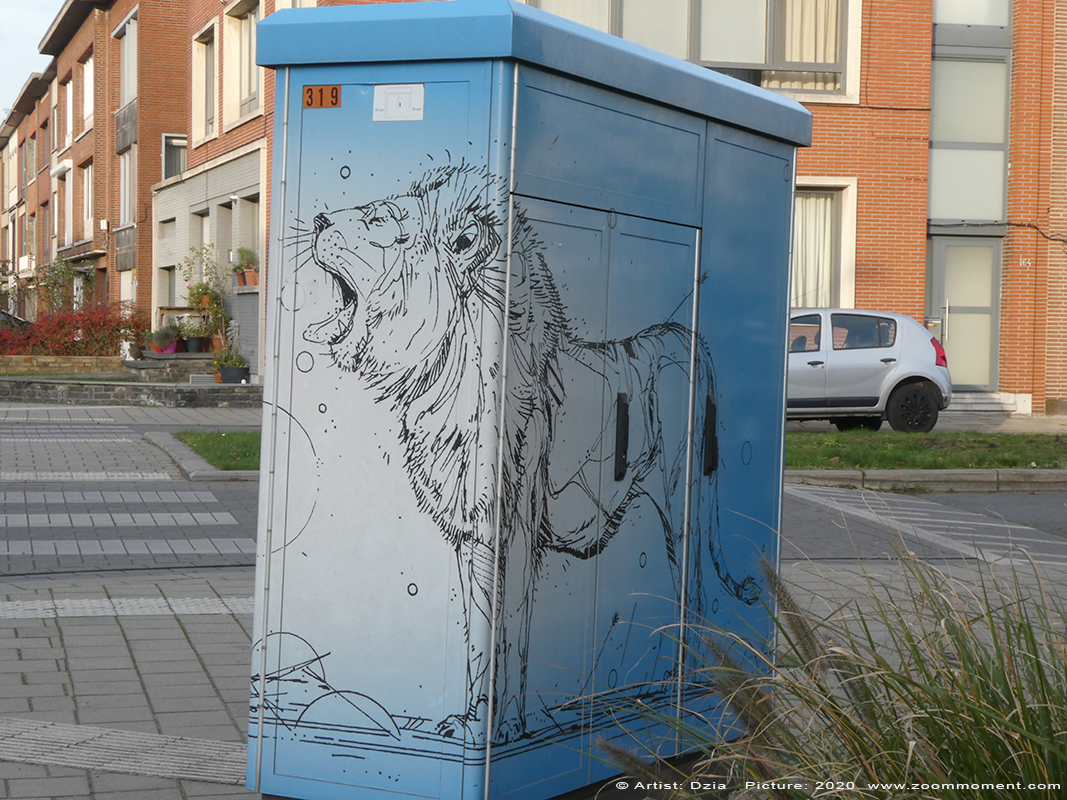 Street Art Antwerpen Dzia
Created by Dzia
Dzianimal cabins –
StreetArt 2600 Berchem
Trefwoorden: Street Art Antwerpen Dzia leeuw lion